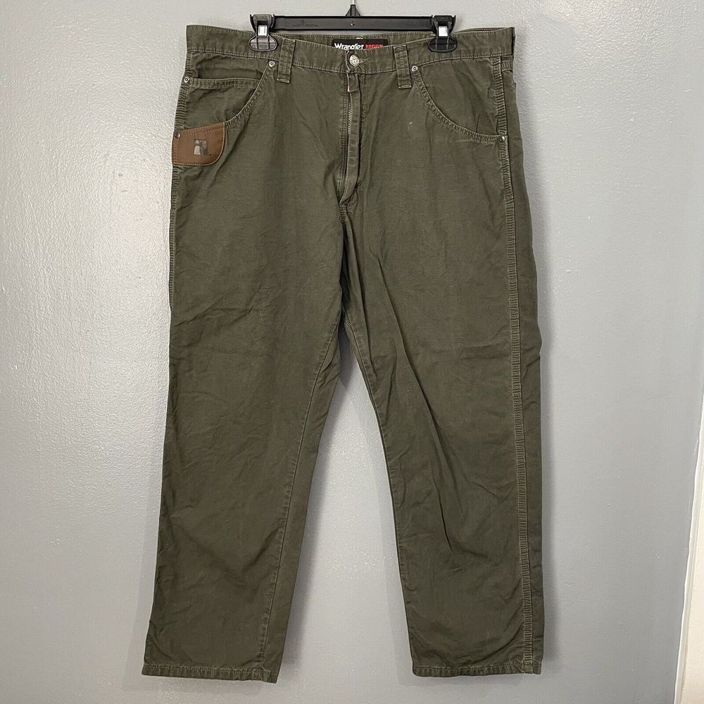 Wrangler Riggs Workwear Pants Mens 38x30‎ Ripstop Olive Green Cotton Carpenter